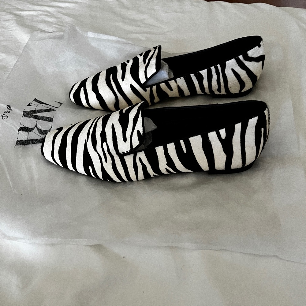 Zara Zebra Print Loafers